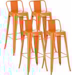 Lot de 4 tabourets de bar mason orange