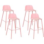 Lot 4 tabourets de bar modernes si�ge en plastique synth�tique rose pastel pieds en m�tal chaises de ...