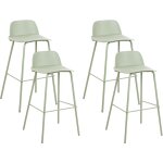 Beliani - lot 4 tabourets de bar modernes si�ge en plastique synth�tique vert clair pieds en m�tal chaises ...