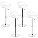 Tabouret de bar lot de 4 abs pivotant et rglable en hauteur chaise de bar blanc