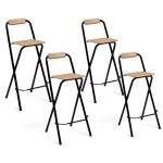 Idmarket - lot de 4 tabourets de bar pliants detroit structure noire avec assise effet bois design industriel ...