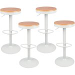 Yongqing - lot de 4 tabourets de bar avec repose - pieds vintage couleur du bois et blanc