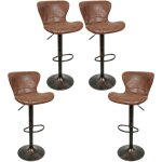 Yongqing - lot de 4 tabouret de bar r�tro avec dossier et repose - pieds chaises rembourr�s en su�de ...