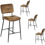 Lot de 4 tabouret de bar rétro vintage - siège rembourrés de 69 cm de haut - chaises hautes en suédine ... Lot de 4 tabouret de bar rétro vintage - siège rembourrés de 69 cm de haut - chaises hautes en suédine ...