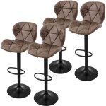 Ml - design - lot de 4 tabourets de bar en simili, marron, chaise rembourr�e avec dossier et repose - ...