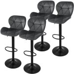 Ml - design - lot de 4 tabourets de bar en velours, gris, chaise rembourre avec dossier et repose - ...