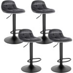 Woltu - lot de 4 tabouret de bar en velours, hauteur r�glable 62 - 83cm, pivotant � 360�, gris fonc�