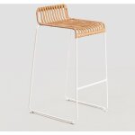 Sklum - lot de 4 tabourets de jardin hauts en rotin synthtique aroa ?75 cm blanc