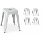 Kosmi - lot de 4 tabourets en m�tal blanc mat style industriel - hauteur 46 cm