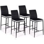 Idmarket - lot de 4 tabourets romane en pvc noirs bandeau blanc, chaises de bar rembourres