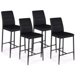 Idmarket - lot de 4 tabourets romane en pvc noir design contemporain chaises de bar rembourres