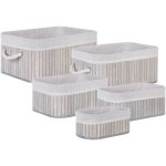 Lot de 5 paniers gris en bambou et coton avec couvercle corbeille à linge talpe Lot de 5 paniers gris en bambou et coton avec couvercle corbeille à linge talpe