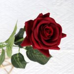 Lot de 5 pcs fleurs artificielles roses rouges fleurs fausses longue tige roses artificielles pour d�corations ...