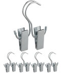 Lot de 5 pinces � bottes, doubles cintre, caoutchout�, rangement de chaussures & casquettes, fer, argent� ...