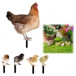 Lot de 5 poules d�coratives de jardin faites � la main - statues de poule pour d�coration ext�rieure ...