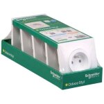 Lot de 5 prises 2p + t avec plaque de finition blanc odace