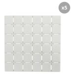 Msv - lot de 5 tapis antidrapants de douche ou baignoire caoutchouc quadro 13x13cm blanc