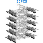 Lot de 50 ceintre m�tal pour pantalon cintres porte pantalons avec deux clips r�glables � 360 �pour pantalons ...