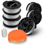 Lot de 6 bobines a6485 a6481 pour black decker coupe - bordures, 6 x 9 m de fil en nylon, fil de ??1, ...