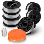 Lot de 6 bobines a6485 a6481 pour black decker coupe - bordures, 6 x 9 m de fil en nylon, fil de ??1, ...