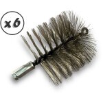 Lot de 6 brosses  tube pro inox  140 mm raccord m12175 femelle ame en acier torsad nettoyage brossage ...