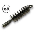 Lot de 6 brosses  tube pro inox  40 mm raccord m12175 femelle ame en acier torsad nettoyage brossage ...