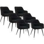 Vente - unique - lot de 6 chaises avec accoudoirs en tissu et m�tal - noir - heka