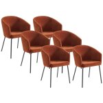 Pascal morabito - lot de 6 chaises avec accoudoirs en tissu et m�tal - terracotta - moroni de