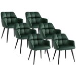 Lot de 6 chaises avec accoudoirs - velours et métal - vert - pega de pascal morabito Lot de 6 chaises avec accoudoirs - velours et métal - vert - pega de pascal morabito