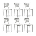 Designetsamaison - lot de 6 chaises blanches - verdi