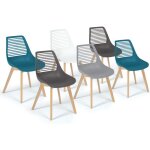 Lot de 6 chaises bonnie mix color blanc, gris clair, gris fonc� x2, bleu canard x2