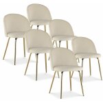 Intensedeco - lot de 6 chaises cecilia velours beige pieds dor�s
