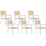 Lot 6 chaises de jardin style scandinave en aluminium blanc et bois synthétique beige como Lot 6 chaises de jardin style scandinave en aluminium blanc et bois synthétique beige como