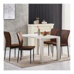 Lot de 6 chaises jymtom dossier haut , pour salle � manger, mati�re en similicuir et m�tal - marron