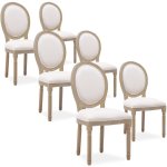 Intensedeco - lot de 6 chaises mdaillon louis xvi tissu beige