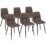 Lot de 6 chaises mila en pu marron vintage pour salle � manger