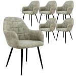 Lot de 6 chaises de salle à manger, avec dossier et accoudoirs, vert olive, revêtement en simili et pieds ... Lot de 6 chaises de salle à manger, avec dossier et accoudoirs, vert olive, revêtement en simili et pieds ...