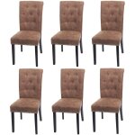 Lot de 6 chaises de salle � manger chesterfield ii, chaise de cuisine, rivets tissu / textile marron