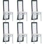 Lot de 6 chaises de salle � manger cuir artificiel - blanc noir