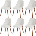 Hhg ? lot de 6 chaises de salle � manger ? dossier en bois courb� aspect noyer ? rev�tement similicuir ...