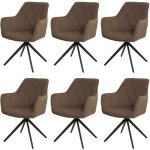 Lot de 6 chaises de salle � manger hhg 503, chaise de cuisine rembourr�e chaise avec accoudoirs, pivotante, ...