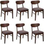 Hhg - lot de 6 chaises de salle  manger 698, chaise de cuisine, tissu / textile bois massif, structure ...