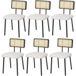Mendler - lot de 6 chaises de salle � manger hwc - k88 - fauteuil chaise - certifi� mvg bois poly rotin ...