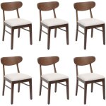Lot de 6 chaises de salle  manger hwc - m59, chaise de cuisine, tissu / textile bois massif - bti fonc, ...
