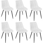 Lot de 6 chaises de salle � manger en simili cuir chaises de cuisine tapiss�es blanc