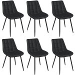 Lot de 6 chaises de salle � manger en simili cuir noir ? rembourrage en mousse compress�e ? dossier ergonomiqu ...