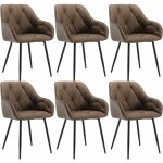 Lot de 6 chaises de salle � manger en simili cuir vintage, pieds en m�tal, chaise de cuisine avec dossier, ...