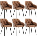 Lot de 6 chaises de salle � manger en simili cuir vintage, pieds en m�tal, chaise de cuisine avec dossier, ...