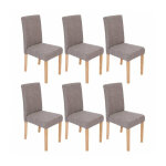 Lot de 6 chaises de salle � manger en tissu gris pieds clairs cds04218