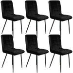 Lot de 6 chaises de salle velours capitonn�e design r�tro chaise avec dossier? pieds en acier solide ...
